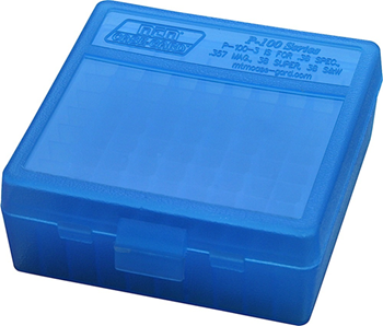 Mtm Molded Prod 42360 MTM Case-Gard P-100-3-24 Case-Gard P-100 357 Mag Handgun Clear Blue Polypropylen
