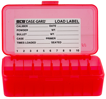 Mtm Molded Prod 42409 MTM Case-Gard P50-44-29 Case-Gard P-50 Multi-Caliber Handgun Clear Red Polypropy