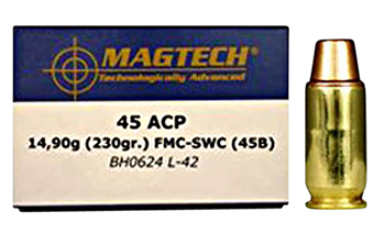 43078 Magtech 45B Range/Training  45 ACP 230 gr Full Metal Jacket Semi-Wadcutter (FMJS