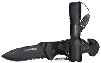 Camp Co 4556 Humvee Adventure Gear HMVKCER1 Rescue Knife/Flashlight Combo 3.25" Folding Spear