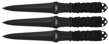 Camp Co 4612 Uzi Accessories UZKTRW003 Throwing Knives  3" Fixed Straight Back Plain Black St