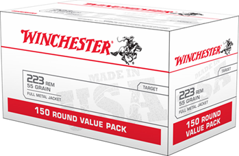Winchester Ammu 46629 Winchester Ammo W223150 USA  223 Rem 55 gr Full Metal Jacket (FMJ) 150 Bx/4 Cs (