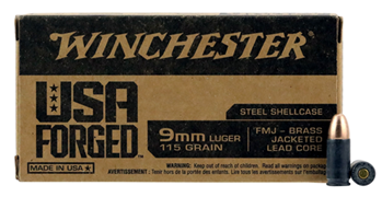 Winchester Ammu 46641 Winchester Ammo WIN9SV USA Forged 9mm Luger 115 gr Full Metal Jacket with Steel