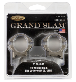 47346 Weaver Mounts 49321 Grand Slam Scope Ring Set For Rifle Medium 1" Tube Silver St