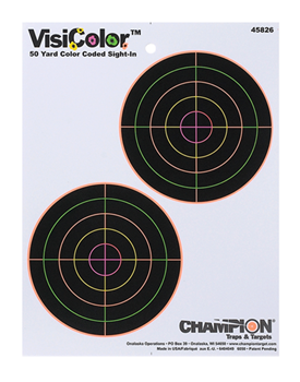 Champion Traps 47748 Champion Targets 45826 VisiColor  5" Double Bullseye Paper Self-Adhesive 8.50" x