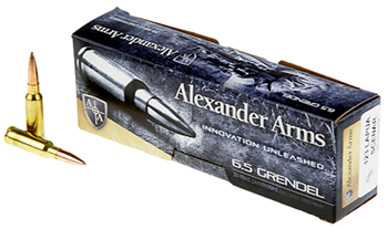 48199 Alexander Arms AG123LSBOX Rifle Ammo  6.5 Grendel 123 gr Hollow Point Boat-Tail