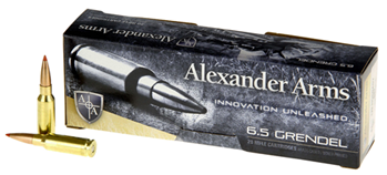 48220 Alexander Arms AG129SSTBX Rifle Ammo  6.5 Grendel 129 gr Hornady SST (Balistic T
