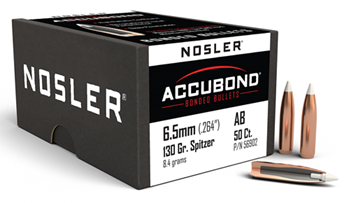 48659 Nosler 56902 AccuBond  6.5mm .264 130 GR Spitzer Point 50 Per Box