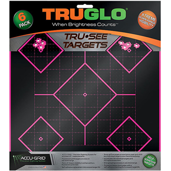 Truglo 5013 TruGlo TG14P6 Tru-See  Self-Adhesive Paper Universal Heavy Paper Black/Pink 5-Di