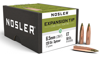50346 Nosler 59765 E-Tip  6.5mm .264 120 GR Spitzer 50 Per Box