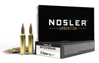 50404 Nosler 60124 Match Grade RDF 22 Nosler 70 gr Hollow Point Boat-Tail (HPBT) 20 Bx