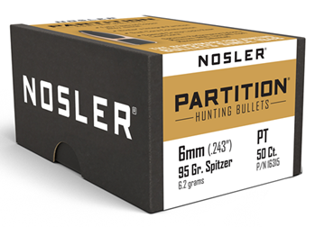 51301 Nosler 16315 Partition  6mm .243 95 GR Partition 50 Per Box