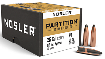 Nosler 51304 NOSLER BULLETS 25 CAL .257 115GR PARTITION 50CT