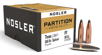 51312 Nosler 16326 Partition  7mm .284 150 GR Spitzer 50 Per Box