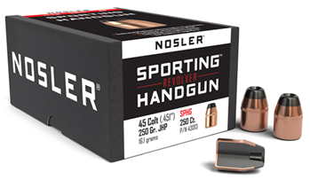 51367 Nosler 43013 Sporting Handgun  45 Colt (LC) .451 250 gr Jacketed Hollow Point (J
