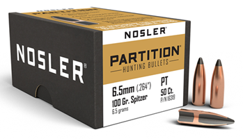 51460 Nosler 16319 Partition  6.5mm .264 100 GR Partition Spitzer 50 Per Box