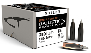 51477 Nosler 51150 Ballistic Silvertip  30 Caliber .308 150 GR Spitzer 50 Per Box
