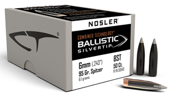51495 Nosler 51040 Ballistic Silvertip  6mm .243 95 GR Spitzer Point 50 Per Box