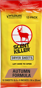 54141 Wildlife Research 580 Scent Killer Dryer Sheets Odor Eliminator Autumn Scent 12
