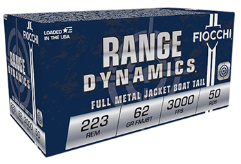 Fiocchi Ammunit 54475 Fiocchi 223C Range Dynamics  223 Rem 62 gr Full Metal Jacket Boat-Tail (FMJBT) 5