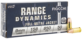 Fiocchi Ammunit 54481 Fiocchi 9APE Shooting Dynamics 9mm 158 GR FMJ 50 Bx/ 20 Cs