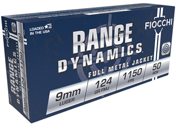 Fiocchi Ammunit 55836 Fiocchi 9APB Range Dynamics  9mm Luger 124 gr Full Metal Jacket (FMJ) 50 Bx/ 20