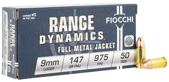 Fiocchi Ammunit 55838 Fiocchi 9APD Range Dynamics  9mm Luger 147 gr Full Metal Jacket (FMJ) 50 Bx/ 20