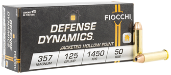 Fiocchi Ammunit 55985 Fiocchi 357D Defense Dynamics  357 Mag 125 gr Jacketed Hollow Point (JHP) 50 Bx/