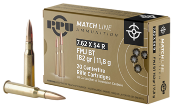 Tr&z Usa Tradin 56419 PPU PPM7 Match  7.62x54mmR 182 gr Full Metal Jacket (FMJ) 20 Bx/ 10 Cs