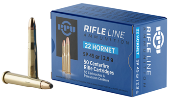 Tr&z Usa Tradin 56429 PPU PP22H Standard Rifle  22 Hornet 45 gr Soft Point (SP) 50 Bx/ 20 Cs
