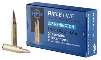 Tr&z Usa Tradin 56520 PPU PP223F2 Standard Rifle  223 Rem 62 gr Full Metal Jacket Boat-Tail (FMJBT) 20