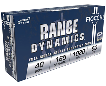 Fiocchi Ammunit 59061 Fiocchi 40SWF Range Dynamics  40 S&W 165 gr Full Metal Jacket Truncated-Cone (TC