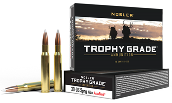 59574 Nosler 60057 Trophy 30-06 Springfield 165 GR AccuBond 20 Bx/10 Cs Brass