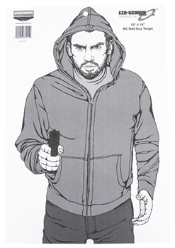 60061 Birchwood Casey 37011 EZE-Scorer Bad Guy Silhouette Paper Pistol 12" x 18" Gray/
