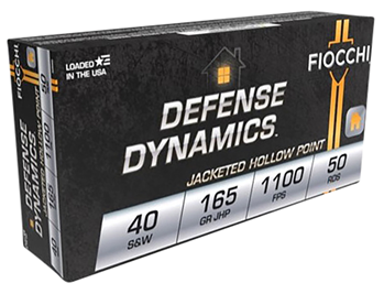 Fiocchi Ammunit 60577 Fiocchi 40SWC Defense Dynamics  40 S&W 165 gr Jacketed Hollow Point (JHP) 50 Bx/