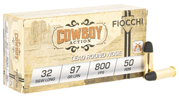 Fiocchi Ammunit 63056 Fiocchi 32SWLL Cowboy Action  32 S&W Long 97 gr Lead Flat Point 50 Bx/ 20 Cs