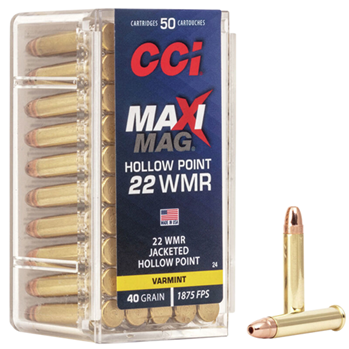 Cci/speer 63212 CCI 0024 Varmint Maxi Mag 22 Win Mag Jacketed Hollow Point 40 GR 50Box/40Case