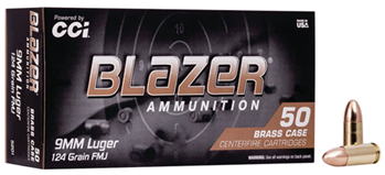 Cci/speer 63381 CCI 5201 Blazer 9mm Luger 124 GR Full Metal Jacket Round Nose 50 Bx/ 20 Cs