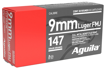 72331 Aguila 1E097719 Pistol  9mm Luger 147 gr Full Metal Jacket Flat Point (FMJFP) 50
