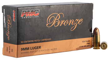 Pmc 74129 PMC 9G Bronze 9mm Full Metal Jacket 124GR 50 Box/20 Case