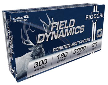 Fiocchi Ammunit 76191 Fiocchi 300WMB Field Dynamics  300 Win Mag 180 GR PSP Interlock BT 20 Bx/ 10 Cs