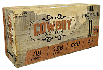 Fiocchi Ammunit 76198 Fiocchi 38CA Cowboy Action  38 Special 158 gr Lead Flat Point 50 Bx/ 10 Cs