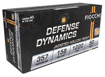 Fiocchi Ammunit 76199 Fiocchi 357B Defense Dynamics  357 Mag 158 gr Jacketed Hollow Point (JHP) 50 Bx/