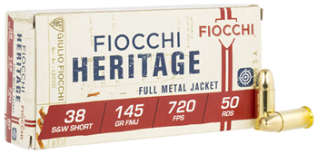 Fiocchi Ammunit 76610 Fiocchi 38SWSHA Cowboy Action  38 S&W Short 145 gr Full Metal Jacket (FMJ) 50 Bx