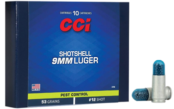 79865 CCI SHOTSHELL 9MM LUGER 53GR #12 SHOT 10RD 20BX/CS