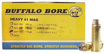 82116 Buffalo Bore Ammunition 16C/20 Heavy  41 Rem Mag 170 gr Jacketed Hollow Point (J