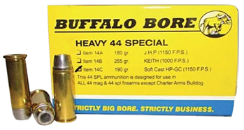 82118 Buffalo Bore Ammunition 14C20 Heavy  44 S&W Spl 190 gr Soft Cast Hollow Point 20