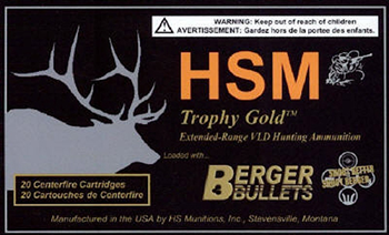 Hsm/hunting Sha 82377 HSM 300WM185V Trophy Gold  300 Win Mag 185 gr Match Hunting Very Low Drag 20 Bx/