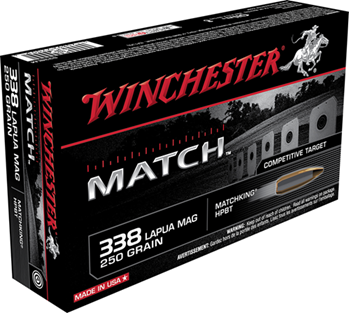 Winchester Ammu 84030 Winchester Ammo S338LM Match  338 Lapua Mag 250 gr Sierra MatchKing Hollow Point