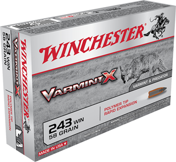 Winchester Ammu 84061 Winchester Ammo X243P Varmint X  243 Win 58 gr Polymer Tip Rapid Expansion 20 Bx